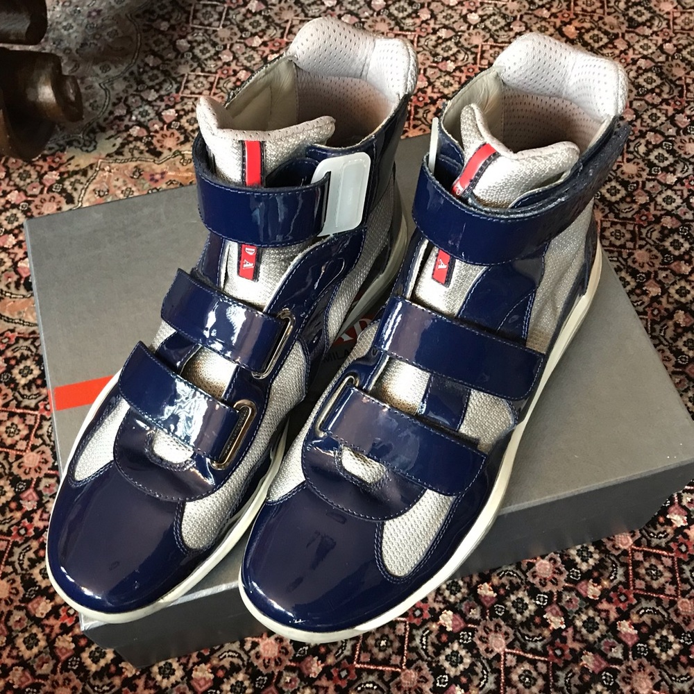 Prada Vernice+Bike Royal Sneakers 100% Authentic